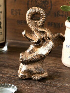 VTG 1940s John Wright Cast Iron Laughing Elephant Bottle Opener Original 3.5"